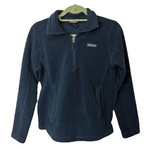 Patagonia Navy Blue Synchilla Fleece Quarter Zip Pocket Pullover Women's Size S